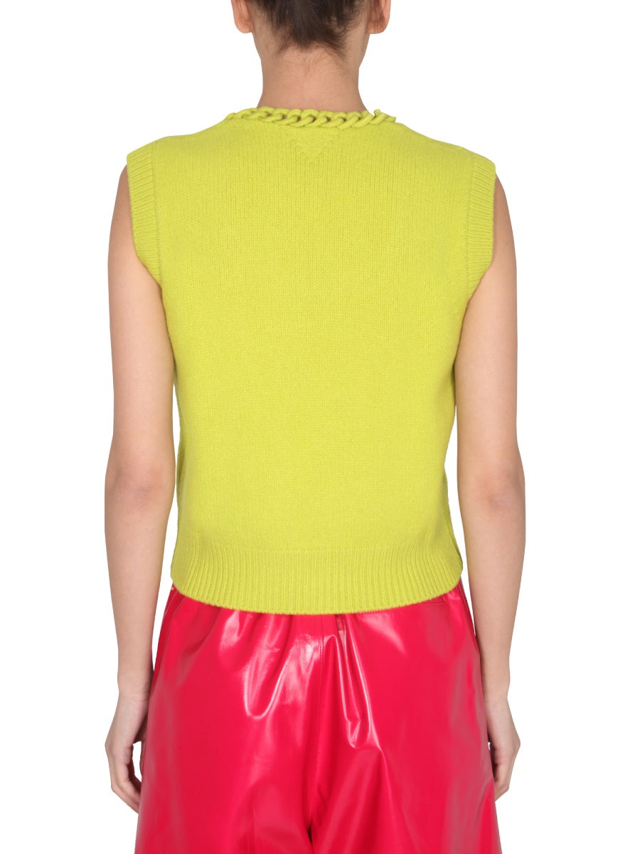 BOTTEGA VENETA Chic Round Neck Crochet Vest