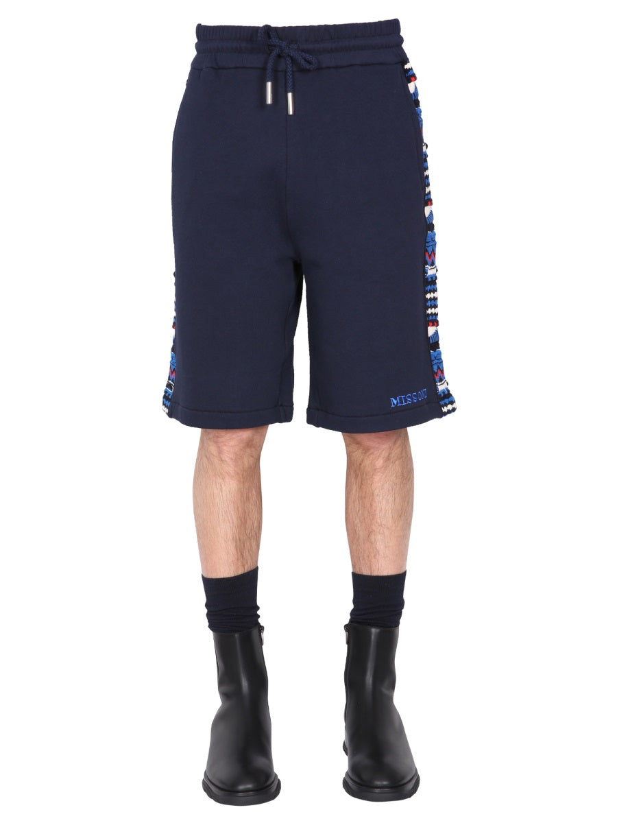 MISSONI Embroidered Logo & Jacquard Insert Bermuda Shorts - Mini Fit