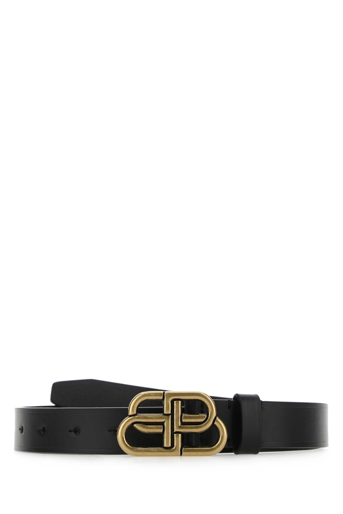 BALENCIAGA Leather Belt with Logo Buckle - Adjustable Fit