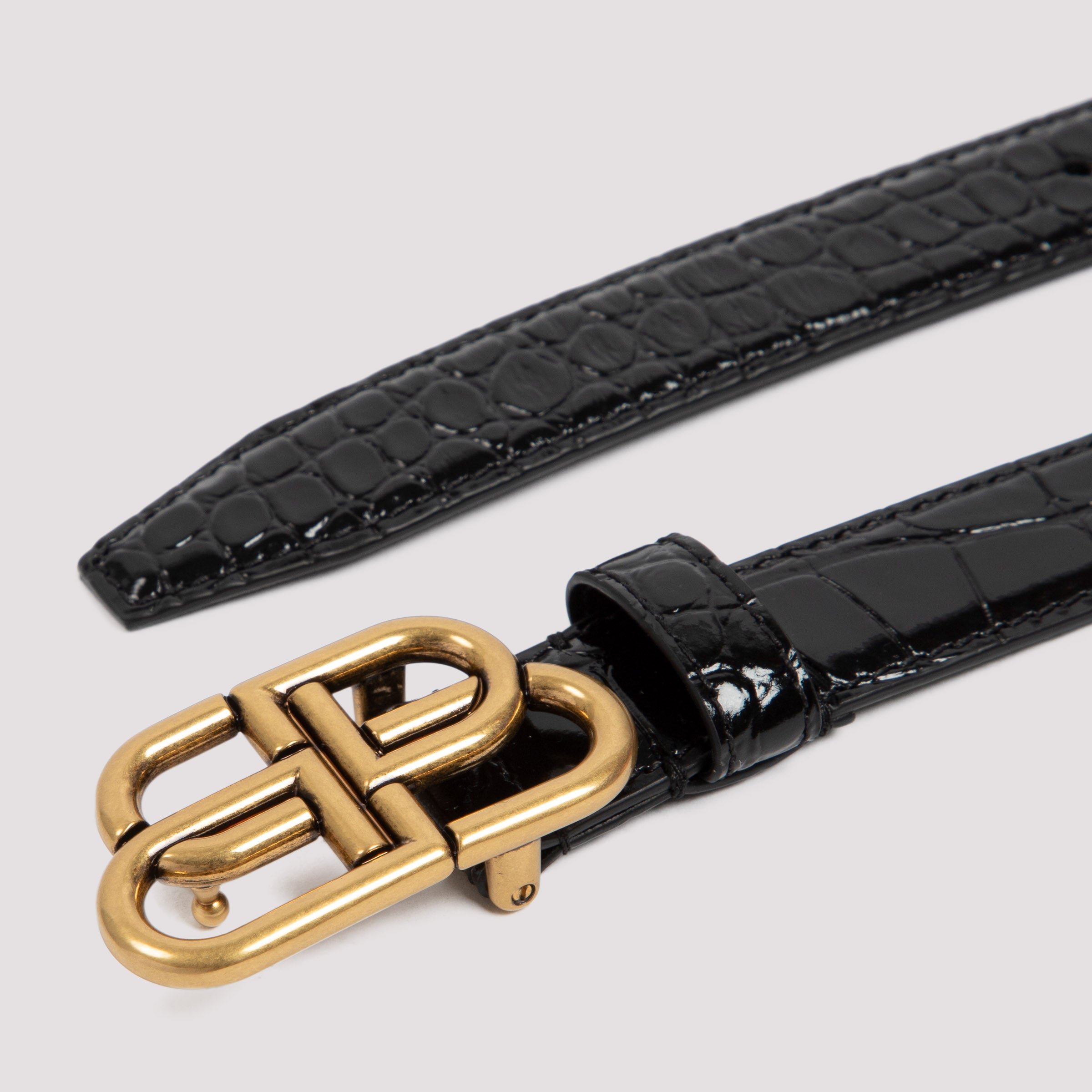BALENCIAGA Slim Crocodile Effect Belt