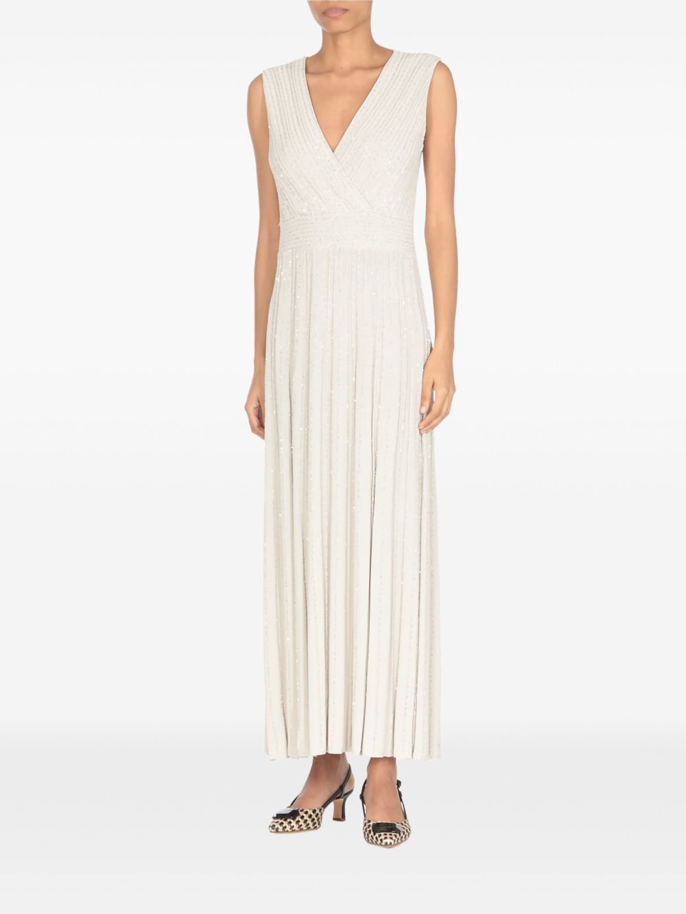 D.EXTERIOR Sleeveless Pleated Maxi Dress for Women