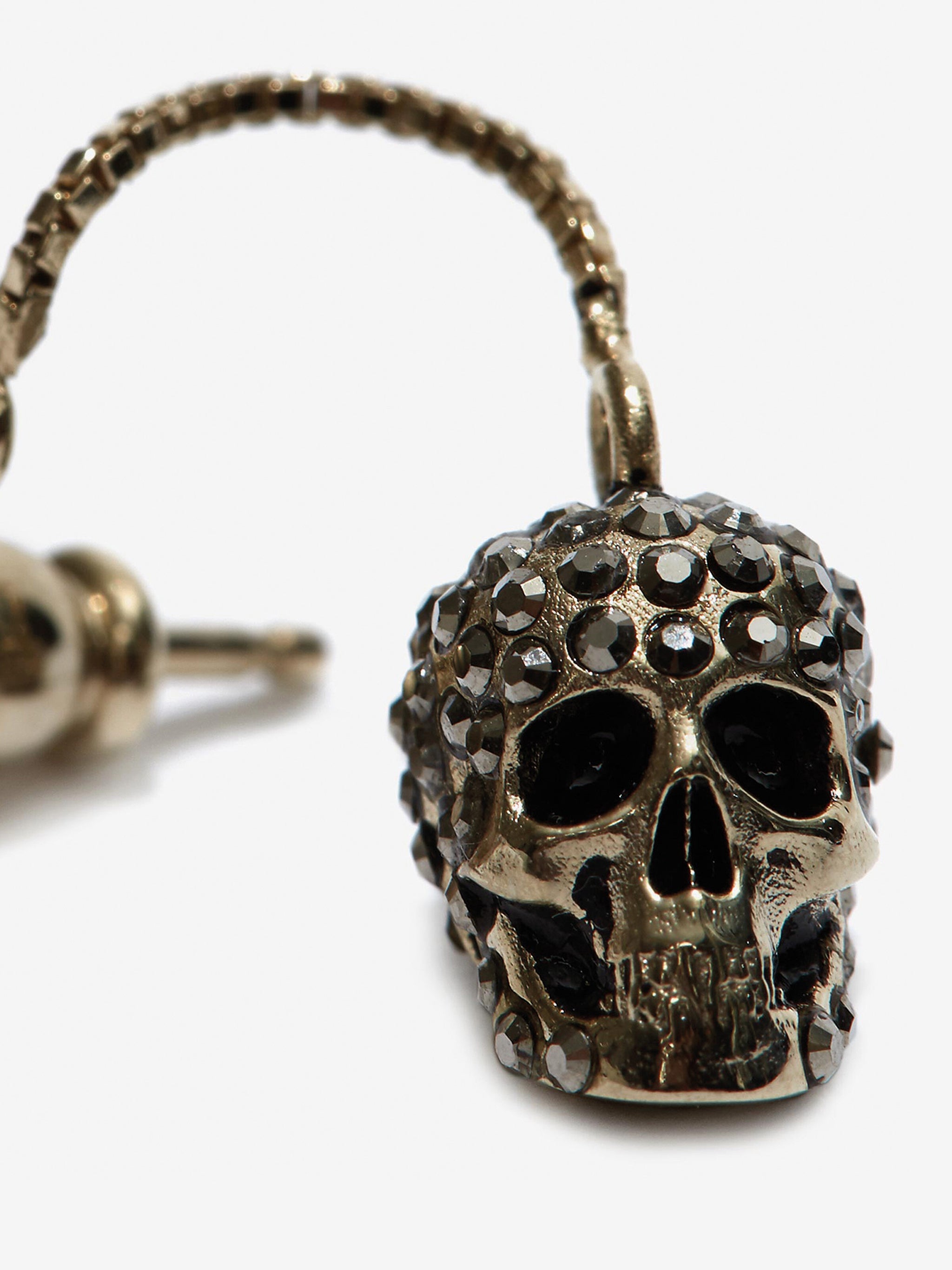 ALEXANDER MCQUEEN Pave Skull Chain Earrings
