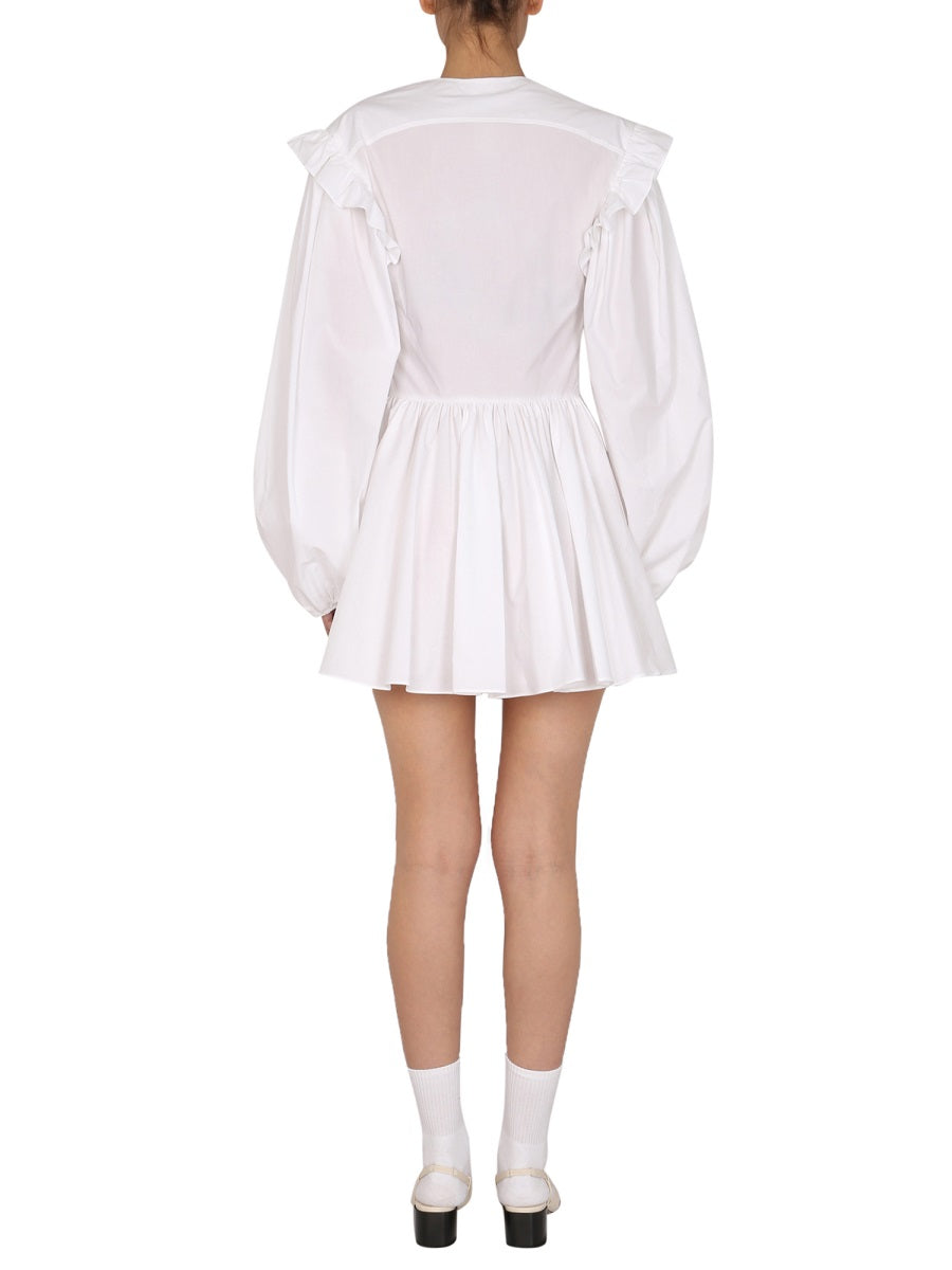 PATOU V-Neck Mini Dress with Balloon Sleeves