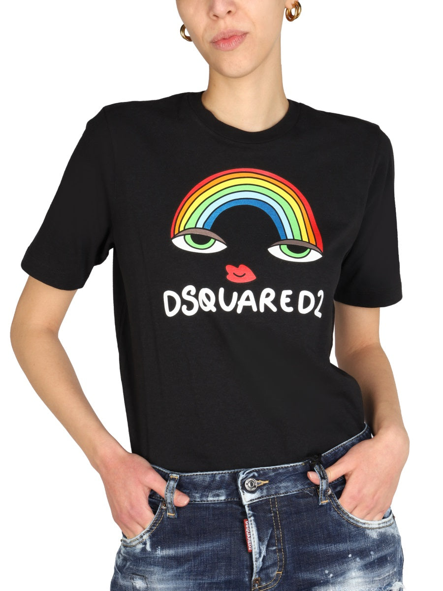 DSQUARED Rainbow Renny Roll-Neck T-Shirt