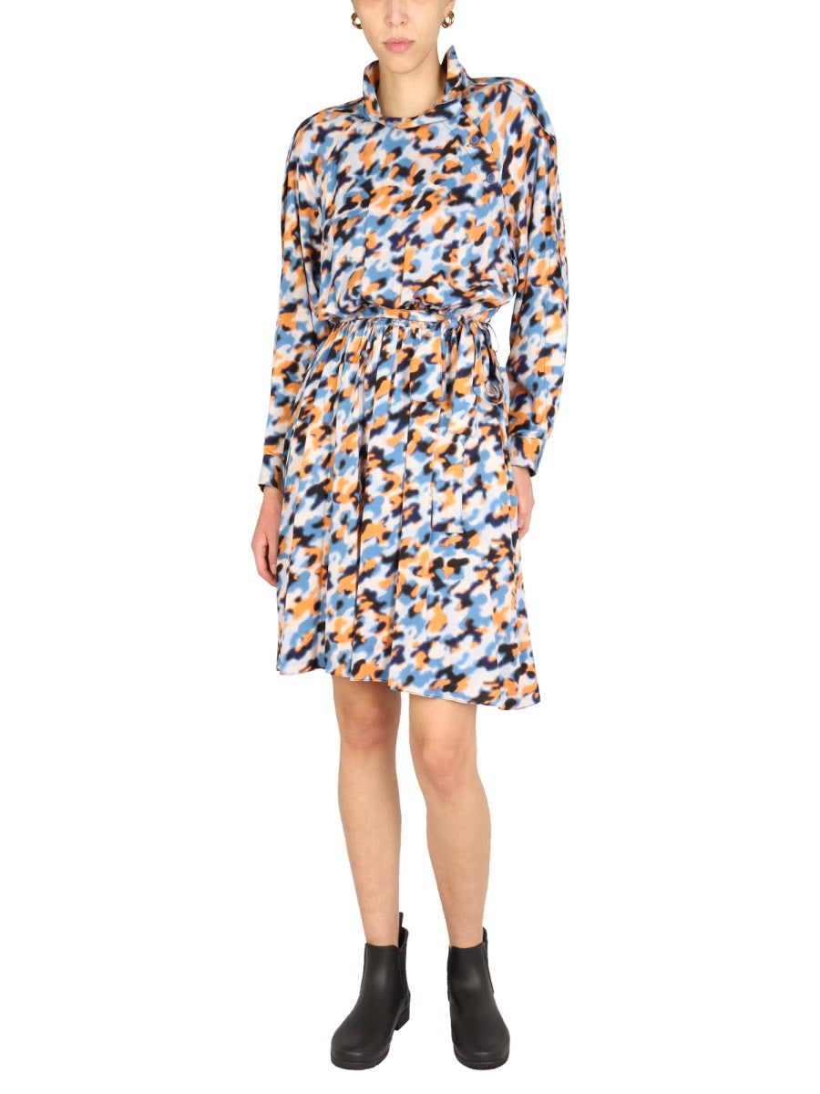 KENZO High Neck Mini Dress with Front Buttons