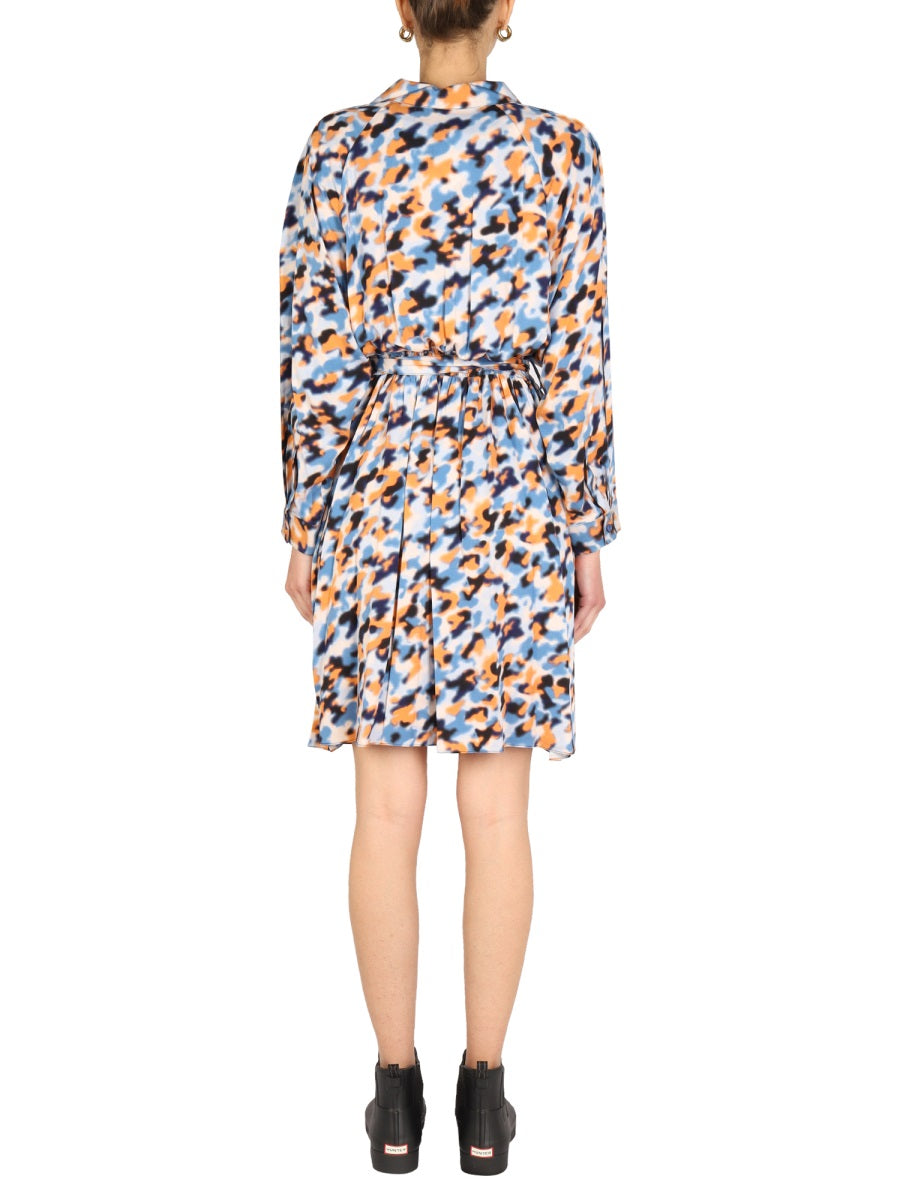 KENZO High Neck Mini Dress with Front Buttons