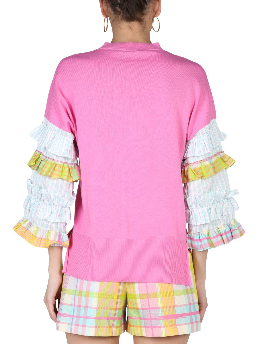 BOUTIQUE MOSCHINO Ruffled Round Neck T-Shirt
