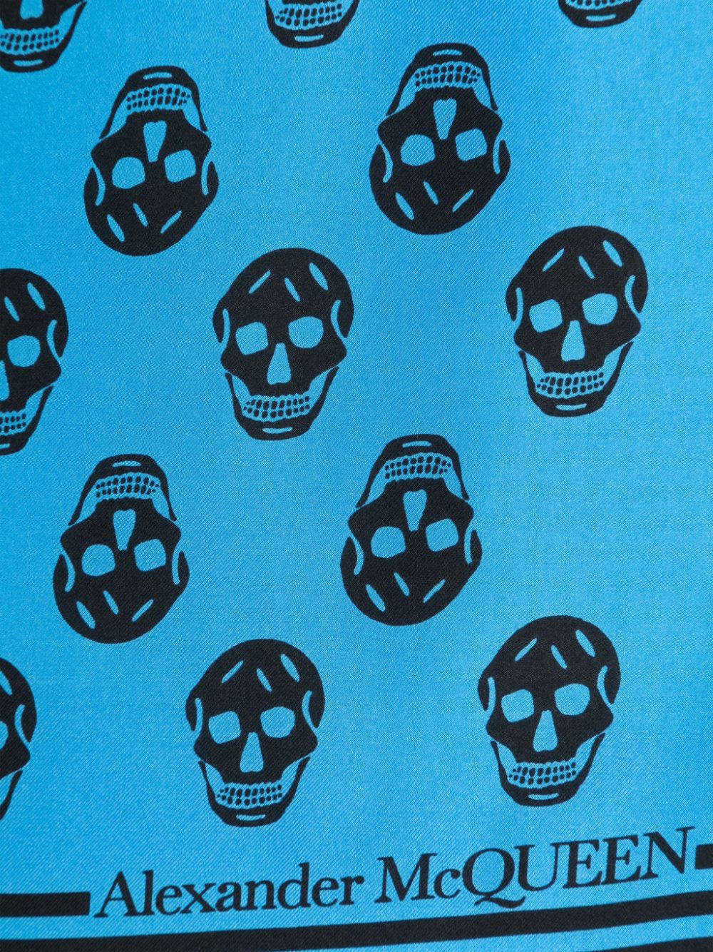 ALEXANDER MCQUEEN Skull Print Silk Scarf with Stripe Detailing