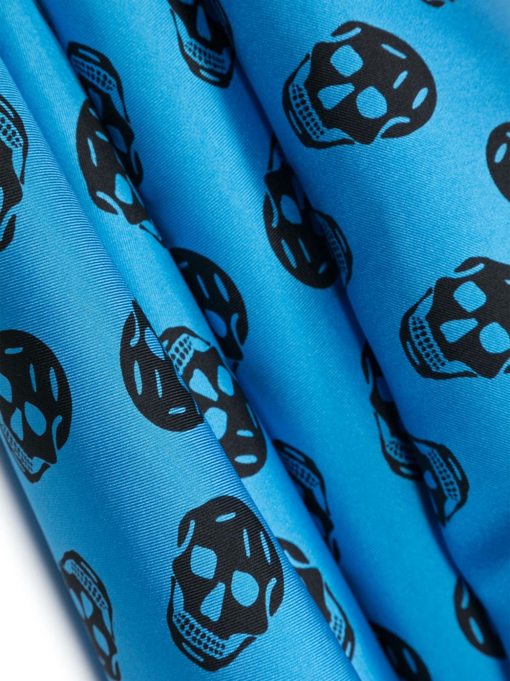 ALEXANDER MCQUEEN Skull Print Silk Scarf with Stripe Detailing