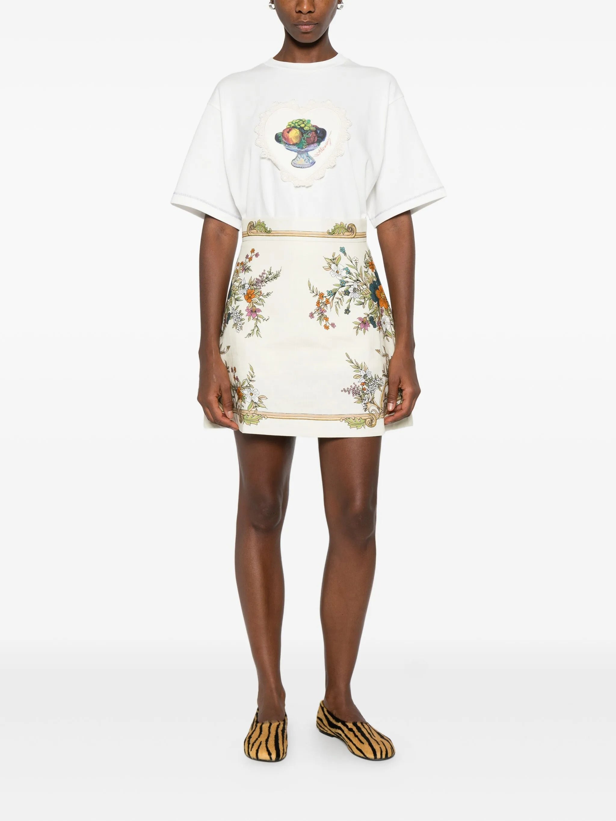 ALEMAIS Lace Heart Print Relaxed Fit T-Shirt