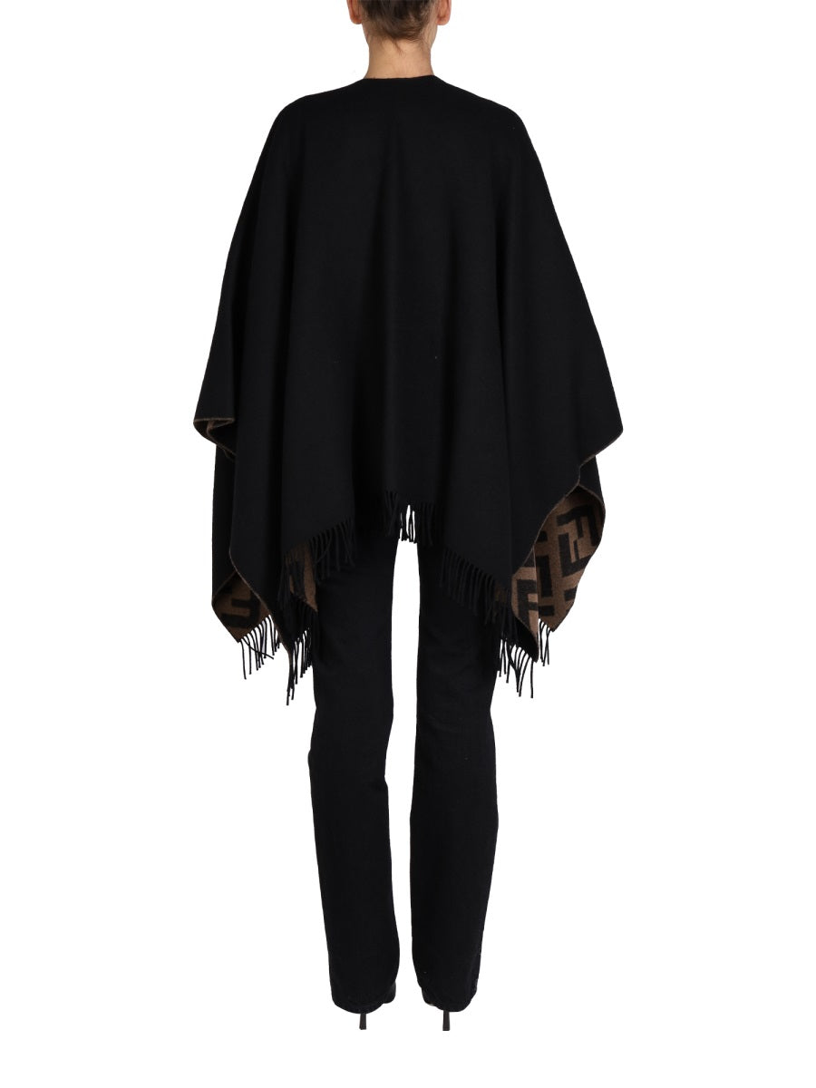 FENDI Reversible Poncho with FF Logo - Open Neck