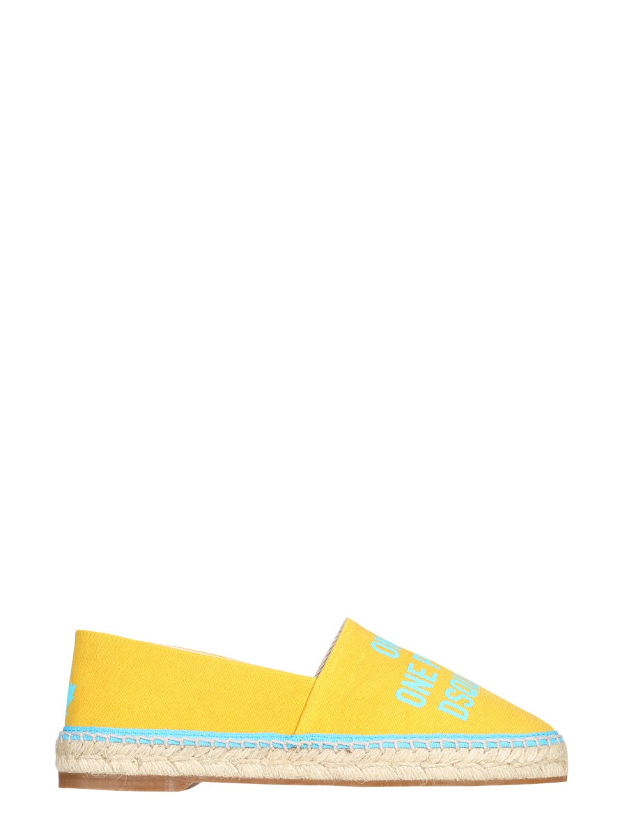 DSQUARED Organic Canvas Espadrille Flats with Jute Sole - 2.5