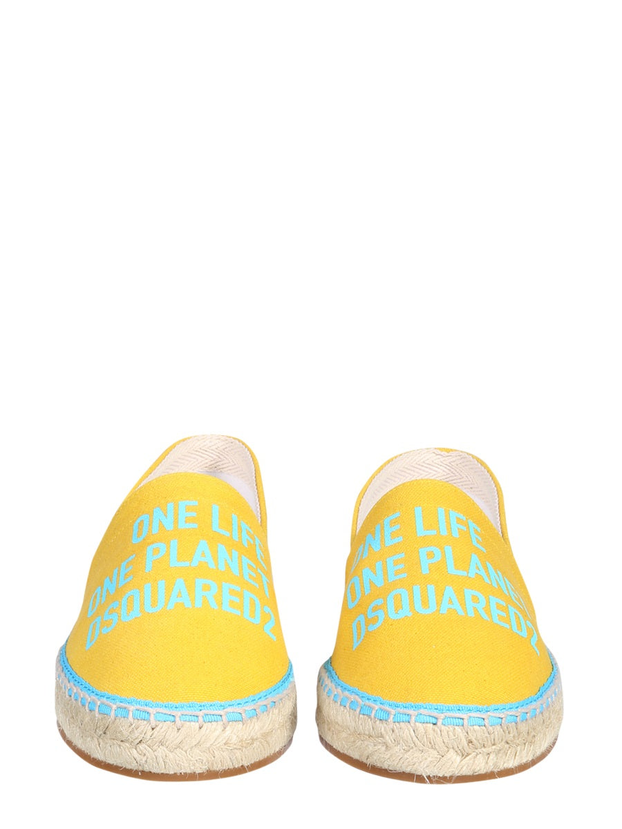DSQUARED Organic Canvas Espadrille Flats with Jute Sole - 2.5