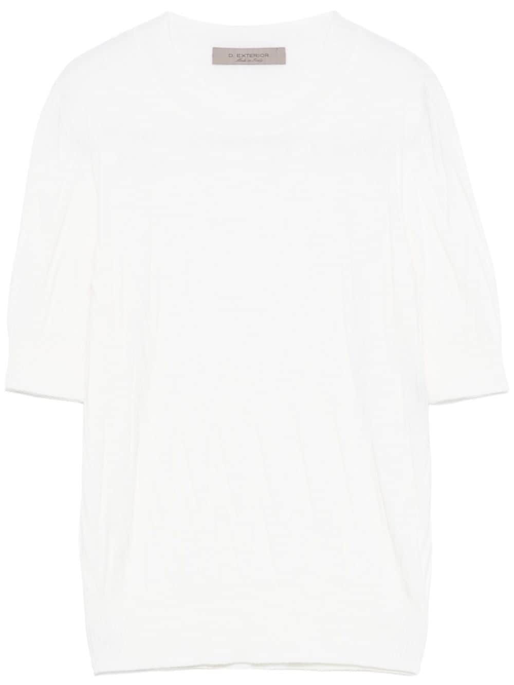 D.EXTERIOR Merino Wool Short Sleeves Round Neck Top