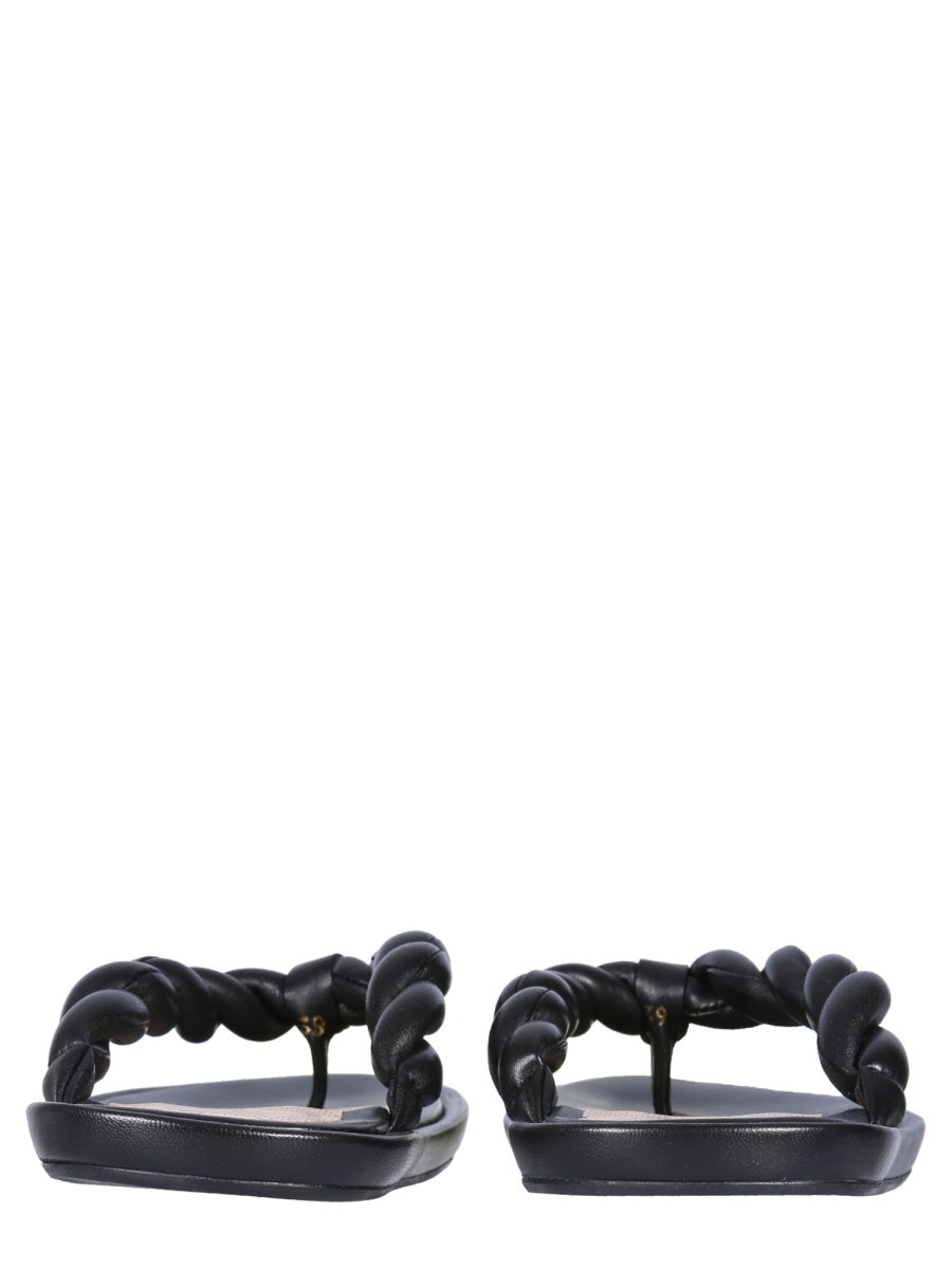 RED (V) Leather Slide Sandals