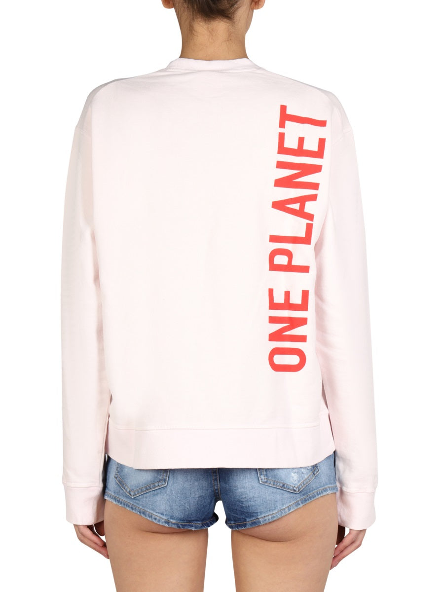 DSQUARED Logo Print Sweatshirt with Ribbed Collar - Women's