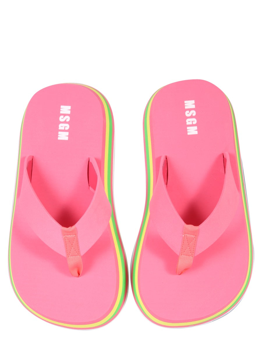 MSGM Striped Women's Thong Sandals with 3.5 CM Sole