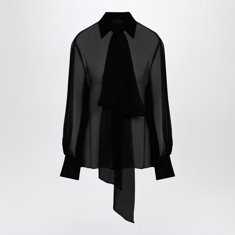 VALENTINO Semi-Transparent Silk Chiffon Shirt for Women