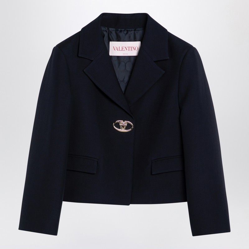 VALENTINO Mini Single-Breasted Wool Crop Jacket