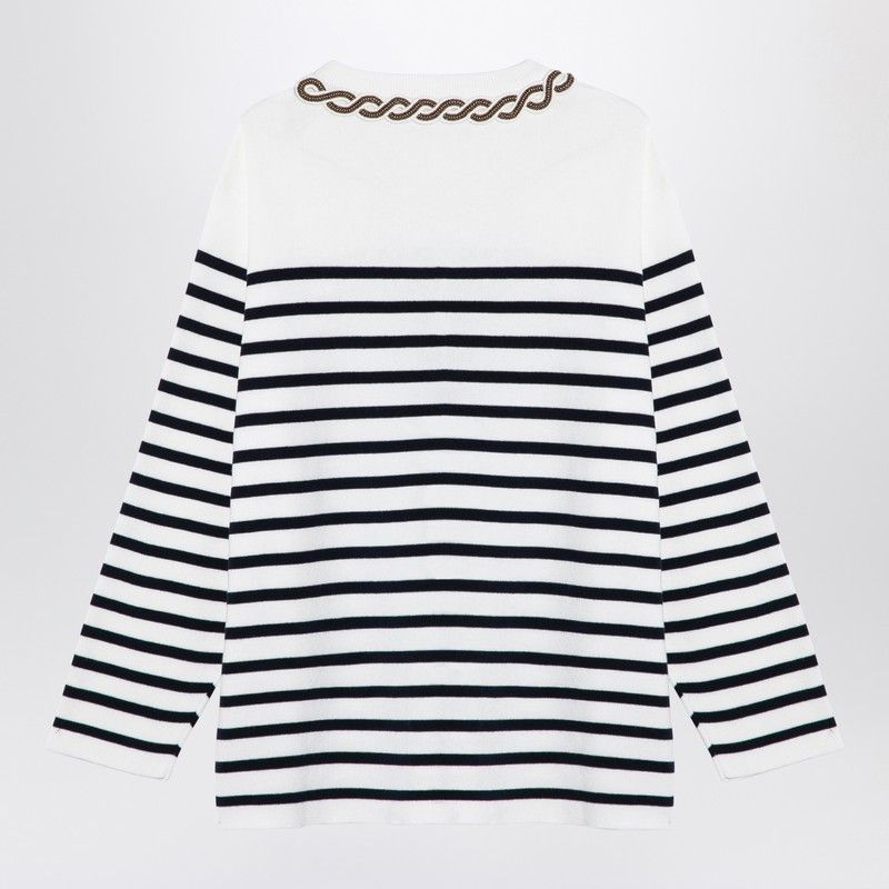 VALENTINO Striped T-Shirt with Embroidered Details for Women