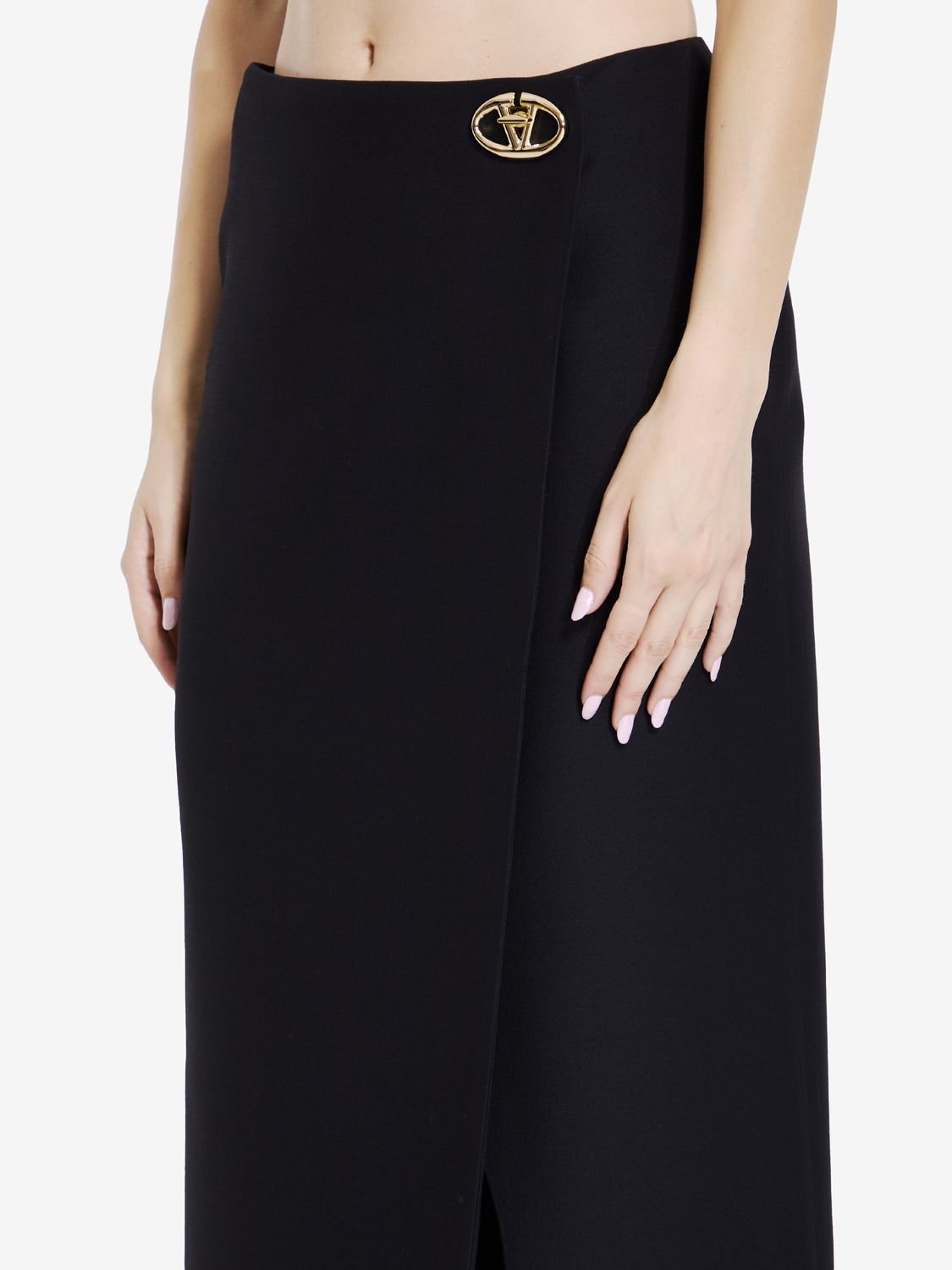 VALENTINO GARAVANI Women’s Long Crepe Couture Skirt with Turn-Lock Detail