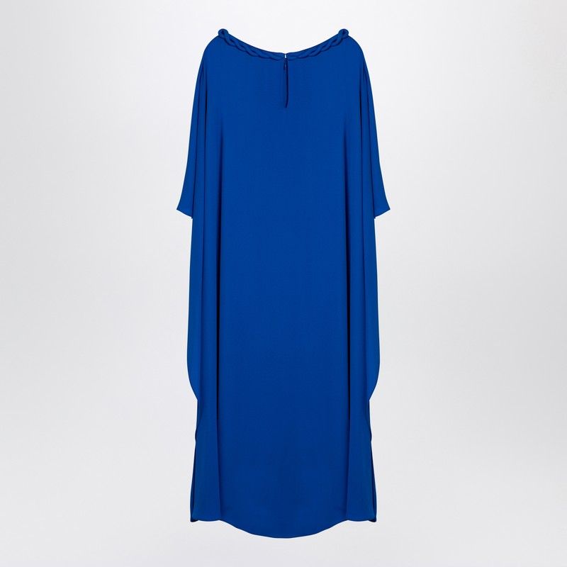 VALENTINO Elegant Silk Midi Dress with Back Cape Effect