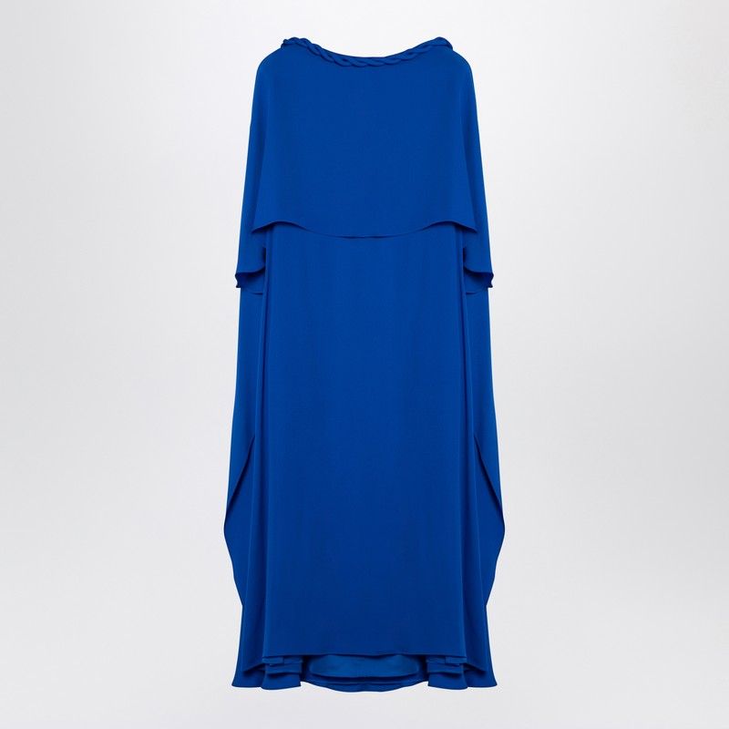 VALENTINO Elegant Silk Midi Dress with Back Cape Effect