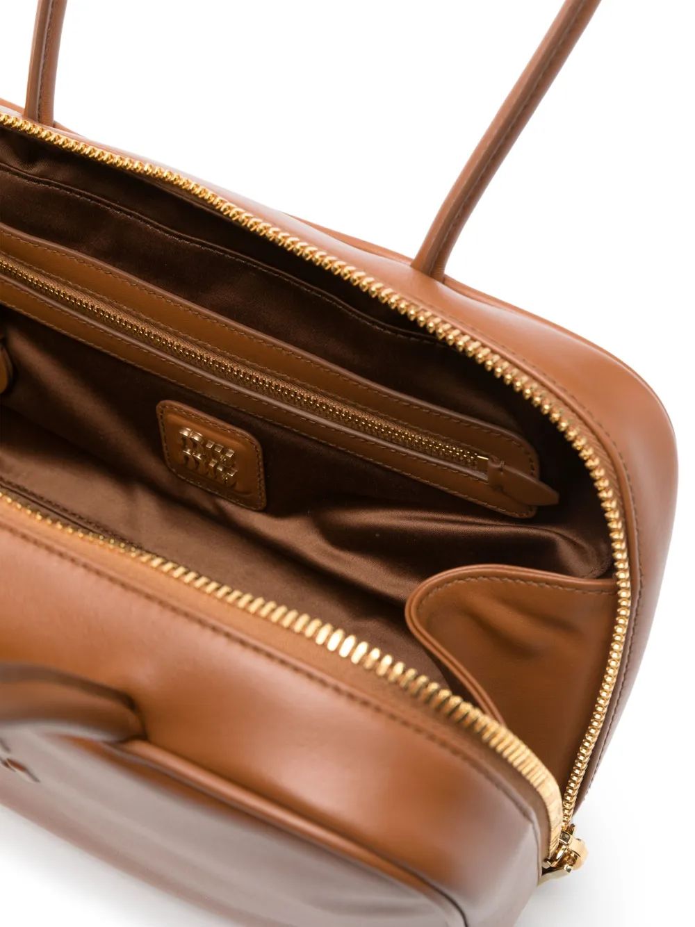 MIU MIU Stylish Bauletto Handbag with Relief Logo Zip