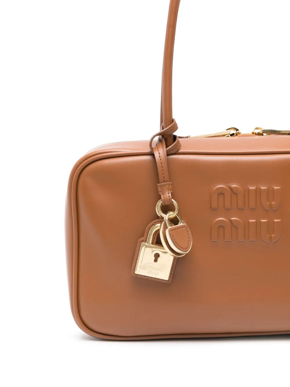 MIU MIU Stylish Bauletto Handbag with Relief Logo Zip