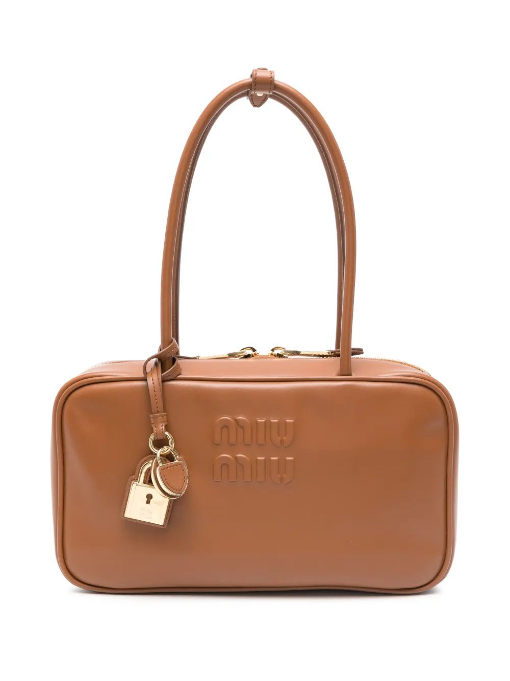 MIU MIU Stylish Bauletto Handbag with Relief Logo Zip