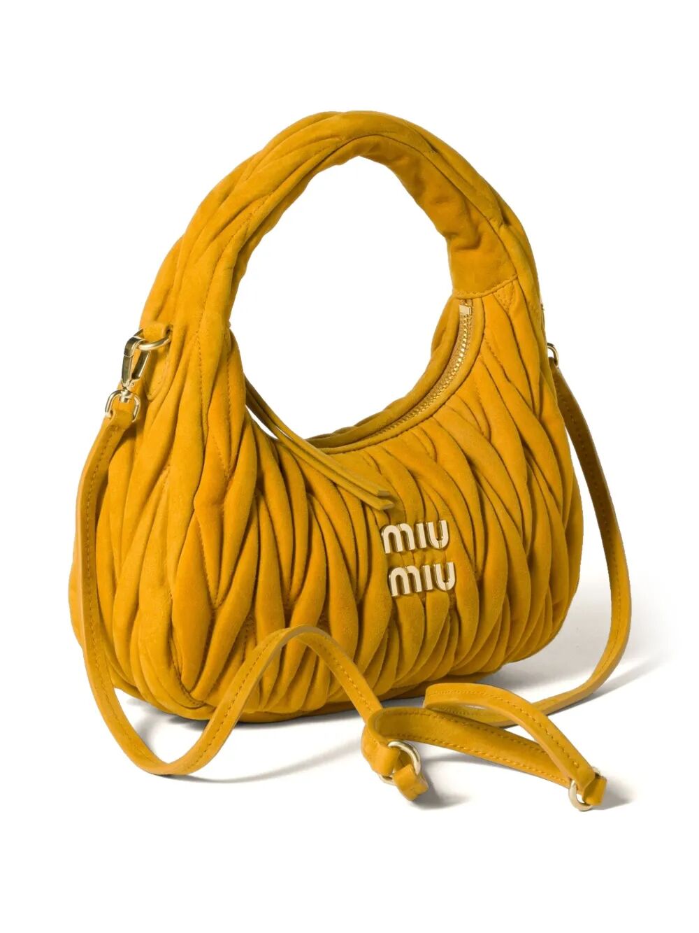 MIU MIU Mini Wander Matelassé Suede Handbag - 20x17x6 CM