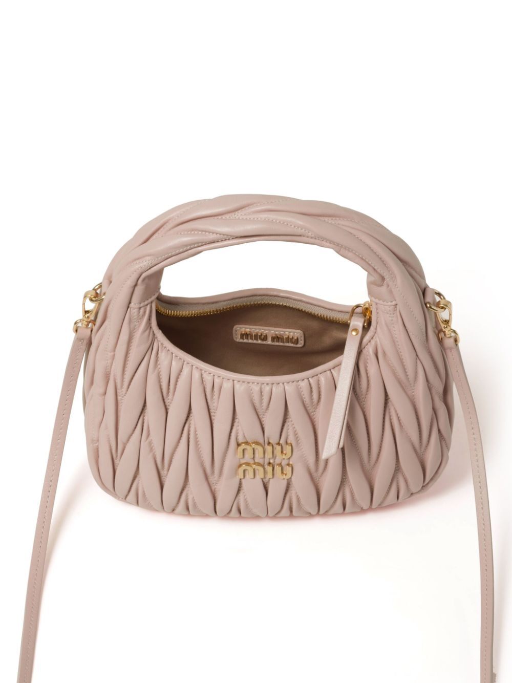 MIU MIU Mini Matelassé Nappa Leather Hobo Handbag