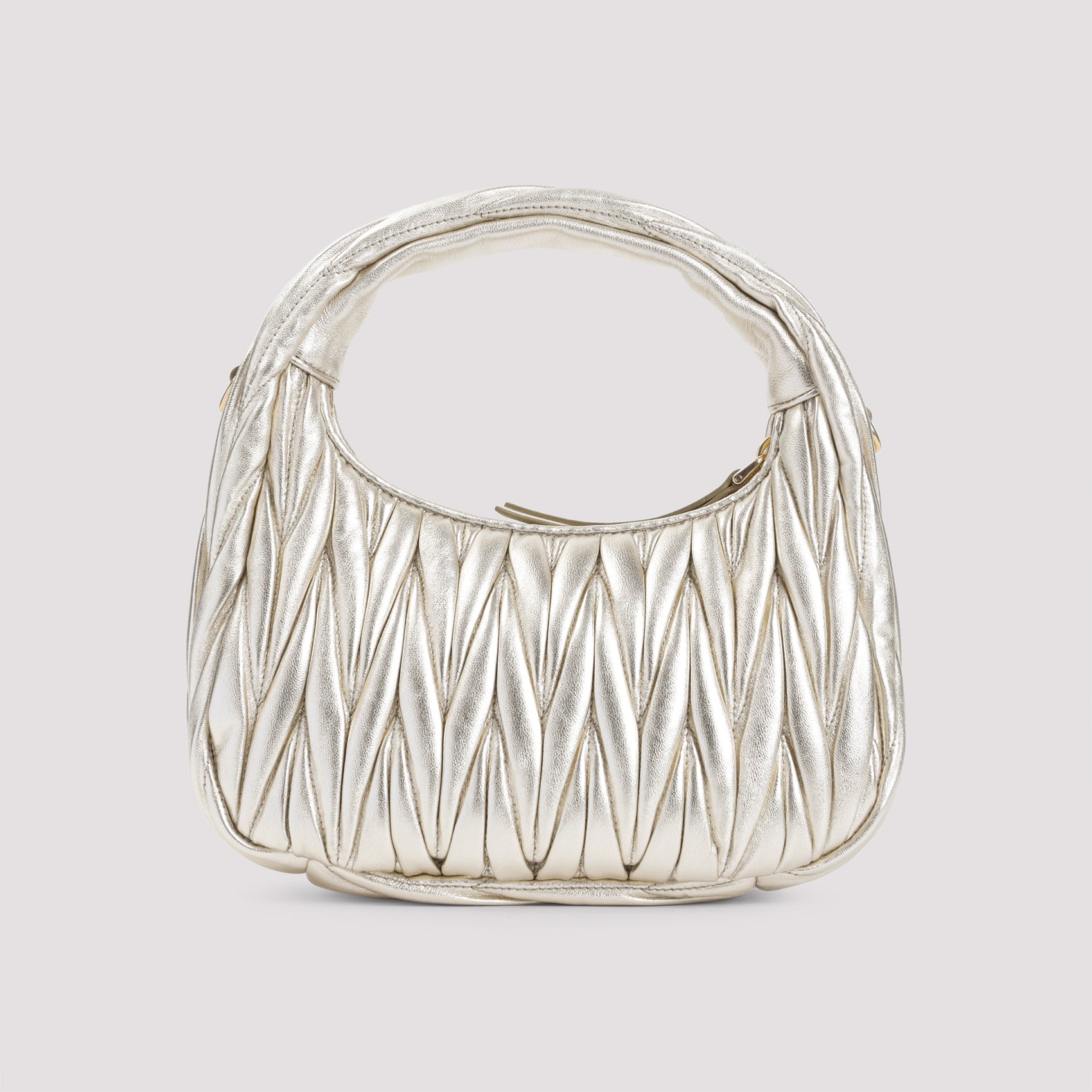 MIU MIU Mini Metallic Matelassé Hobo Handbag (24cm x 13cm x 7cm)