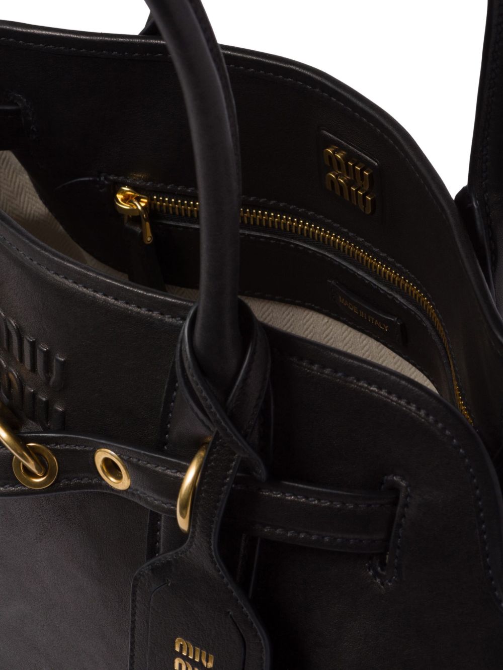 MIU MIU Shopping Aviator Tote with Gold Accents
