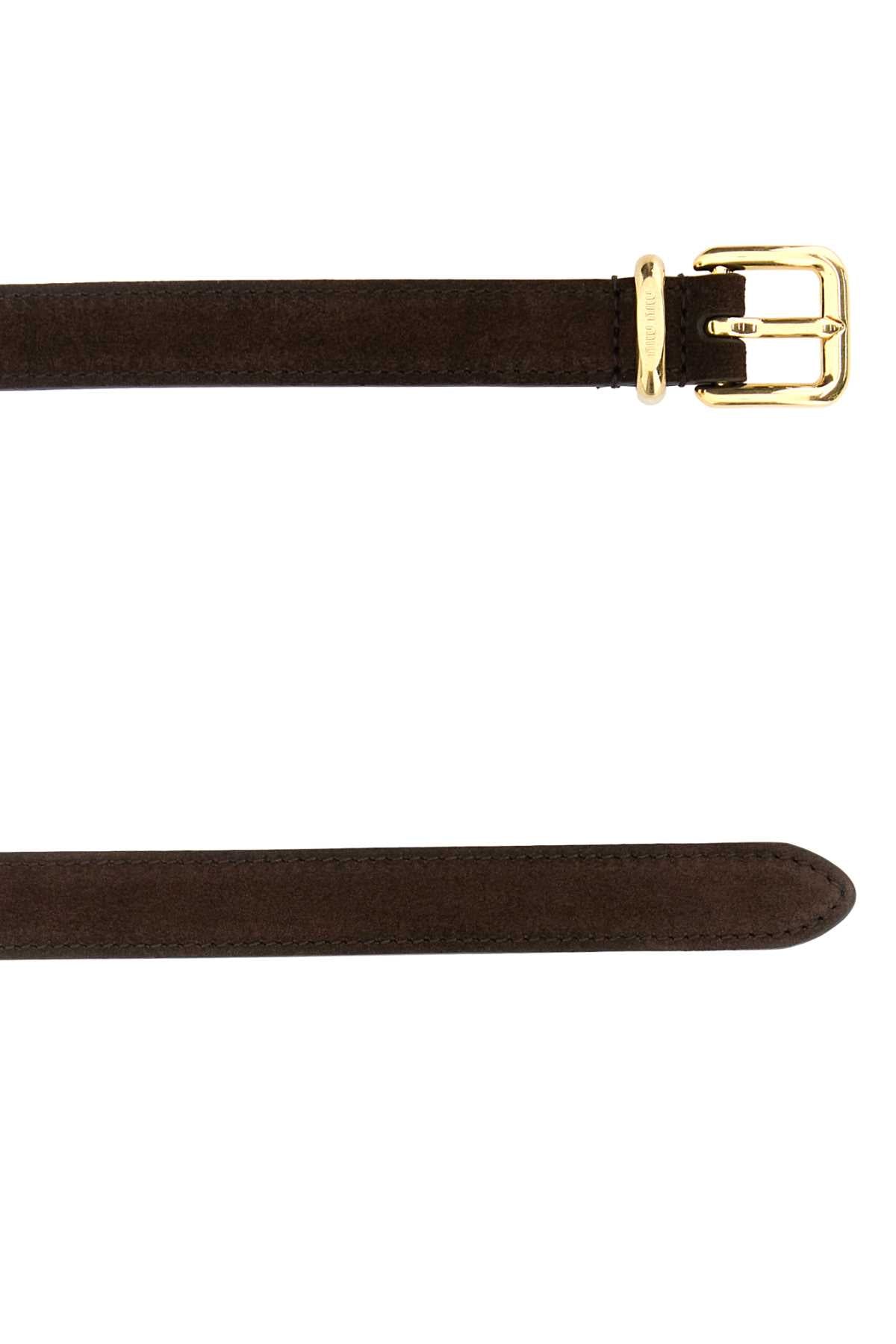 MIU MIU Suede Belt with Golden Metal Finishing