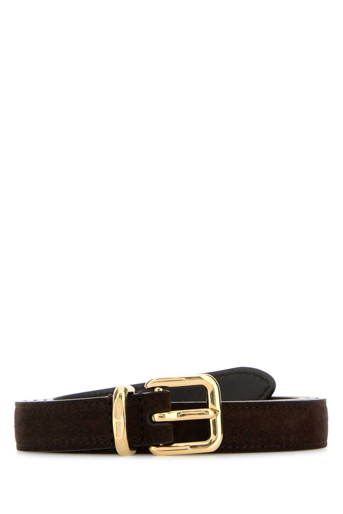 MIU MIU Suede Belt with Golden Metal Finishing