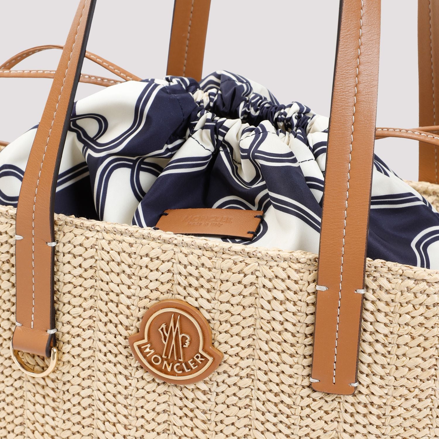 MONCLER Mini Raffia Hubba Shopping Handbag
