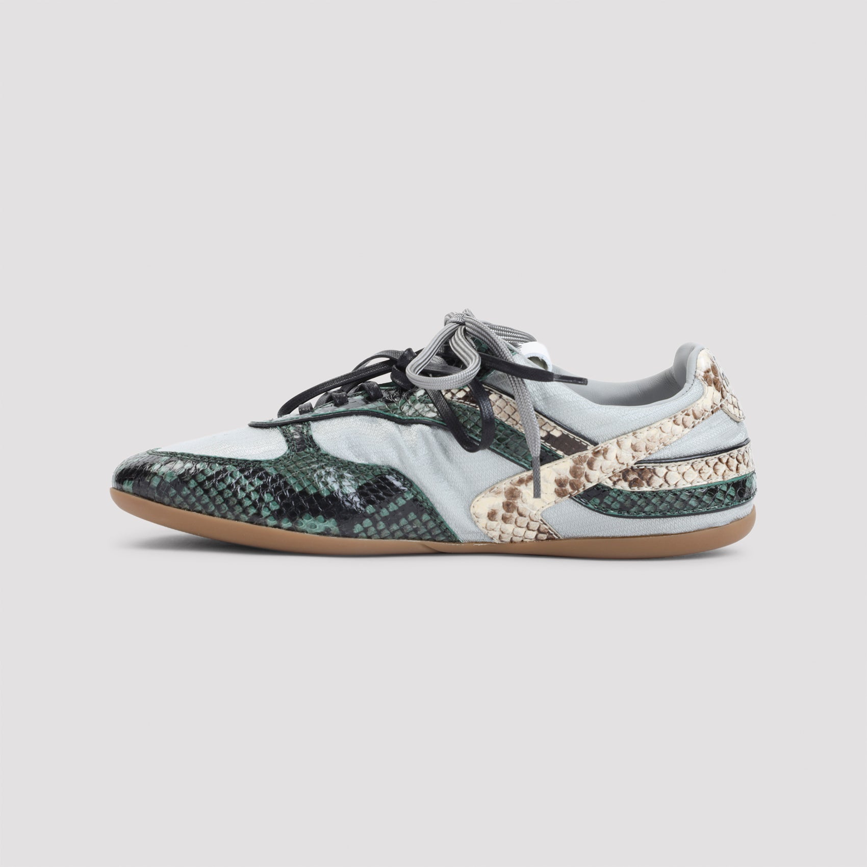 MIU MIU Technical Fabric and Python-Print Leather Sneaker