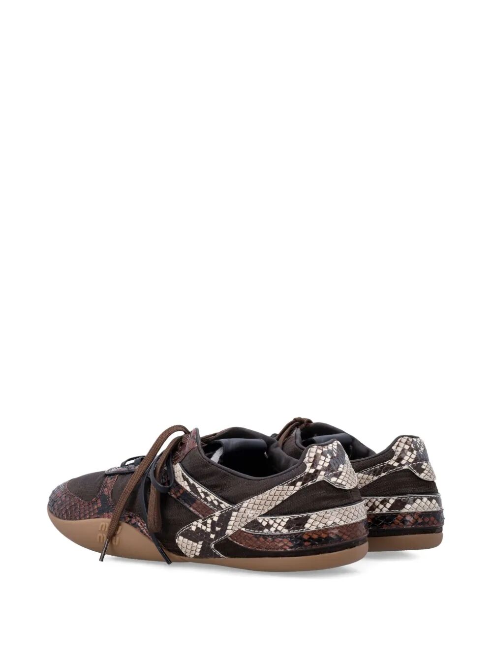 MIU MIU Technical Fabric and Python-Print Leather Sneaker for Women