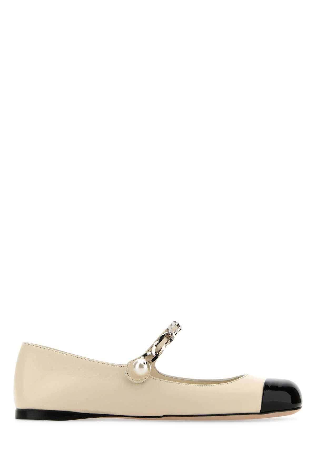 MIU MIU Ivory Leather Ballerinas