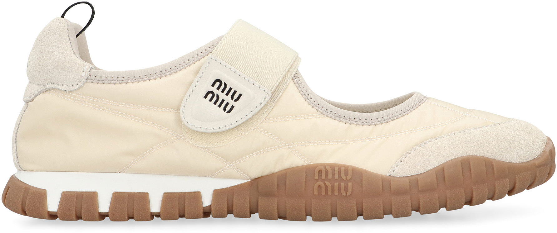 MIU MIU Technical Fabric and Suede Ballerinas with EVA Sole
