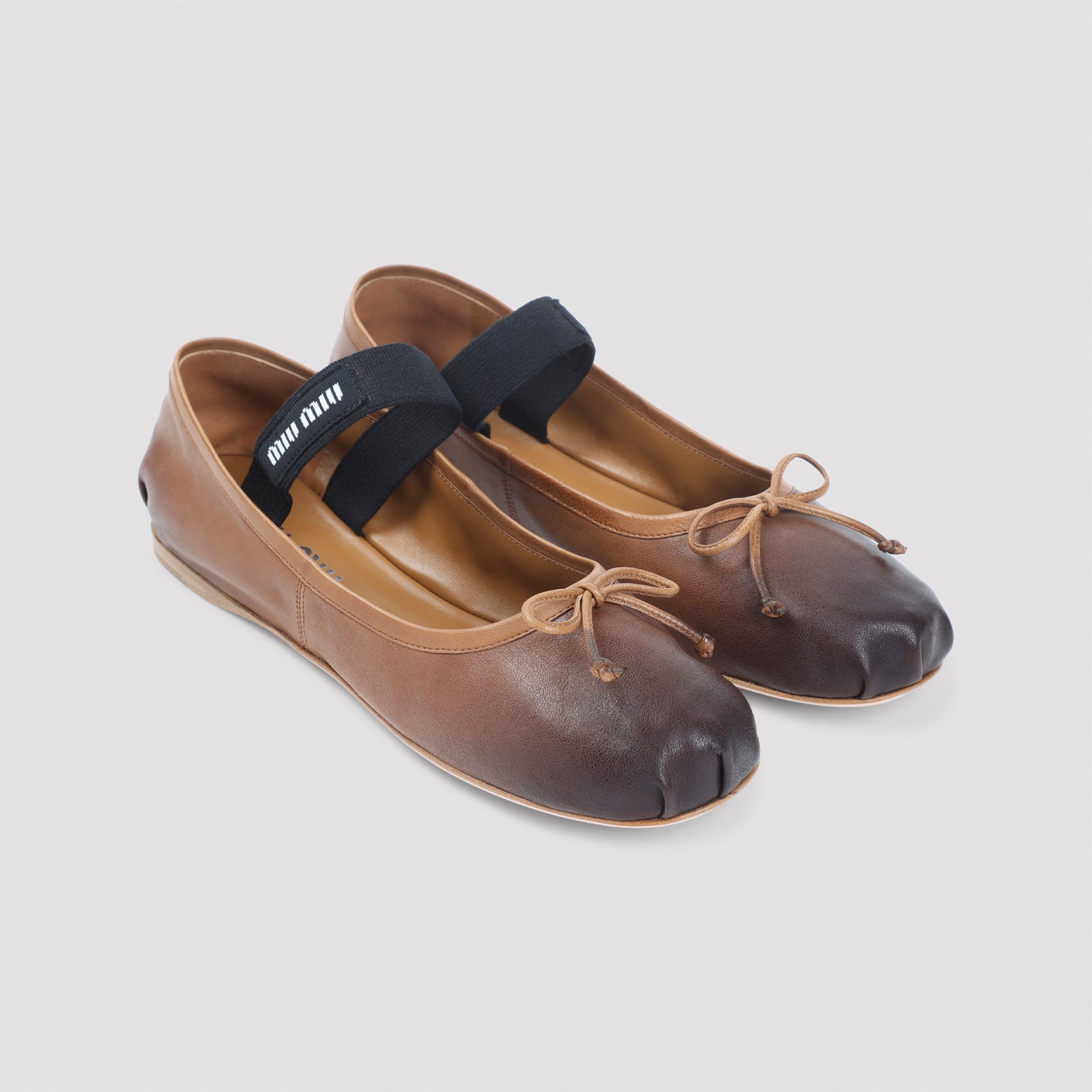 MIU MIU Vintage Effect Leather Ballerinas for Women