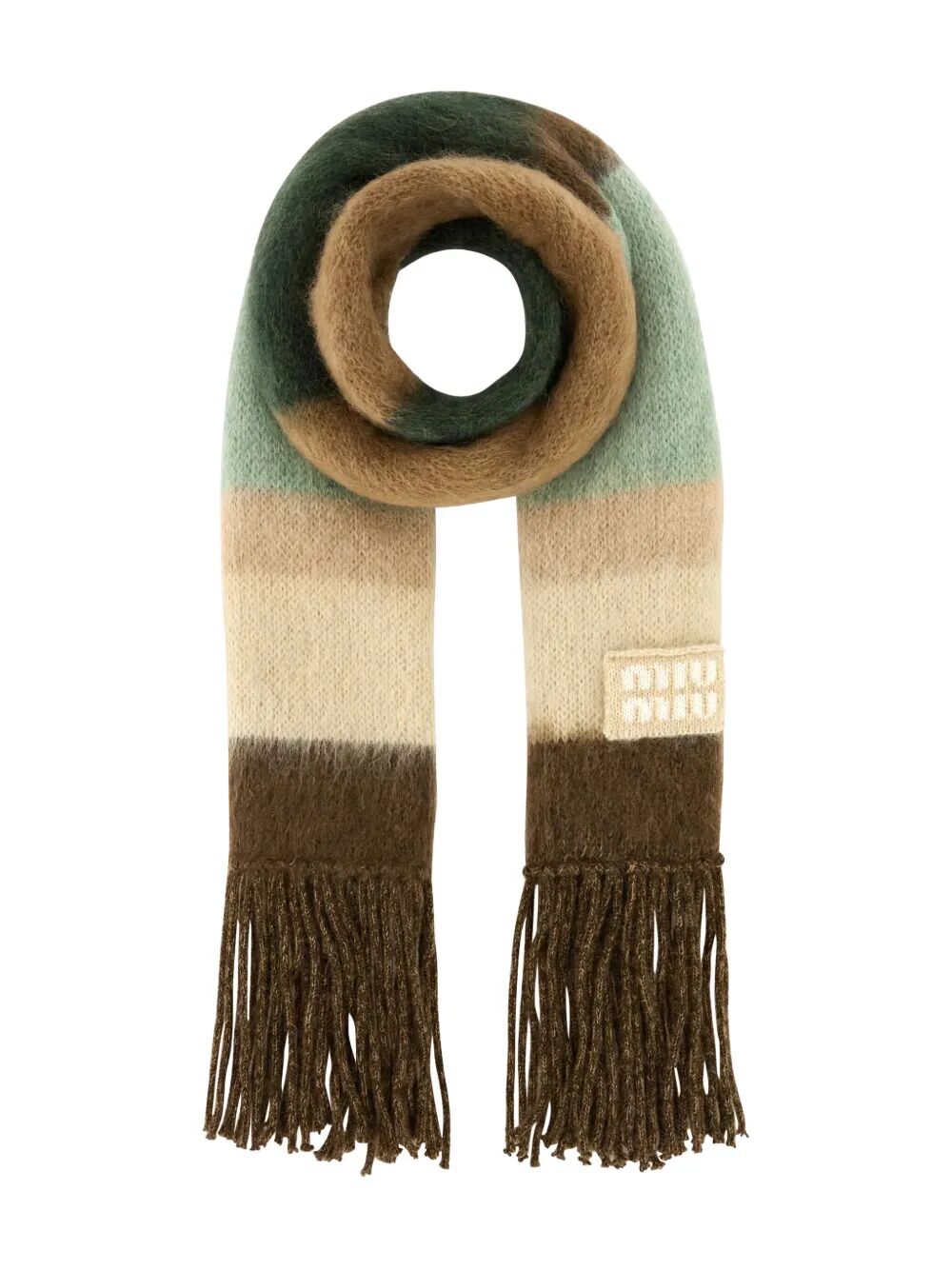 MIU MIU Wool Scarf with Fringes - 185 x 23 CM