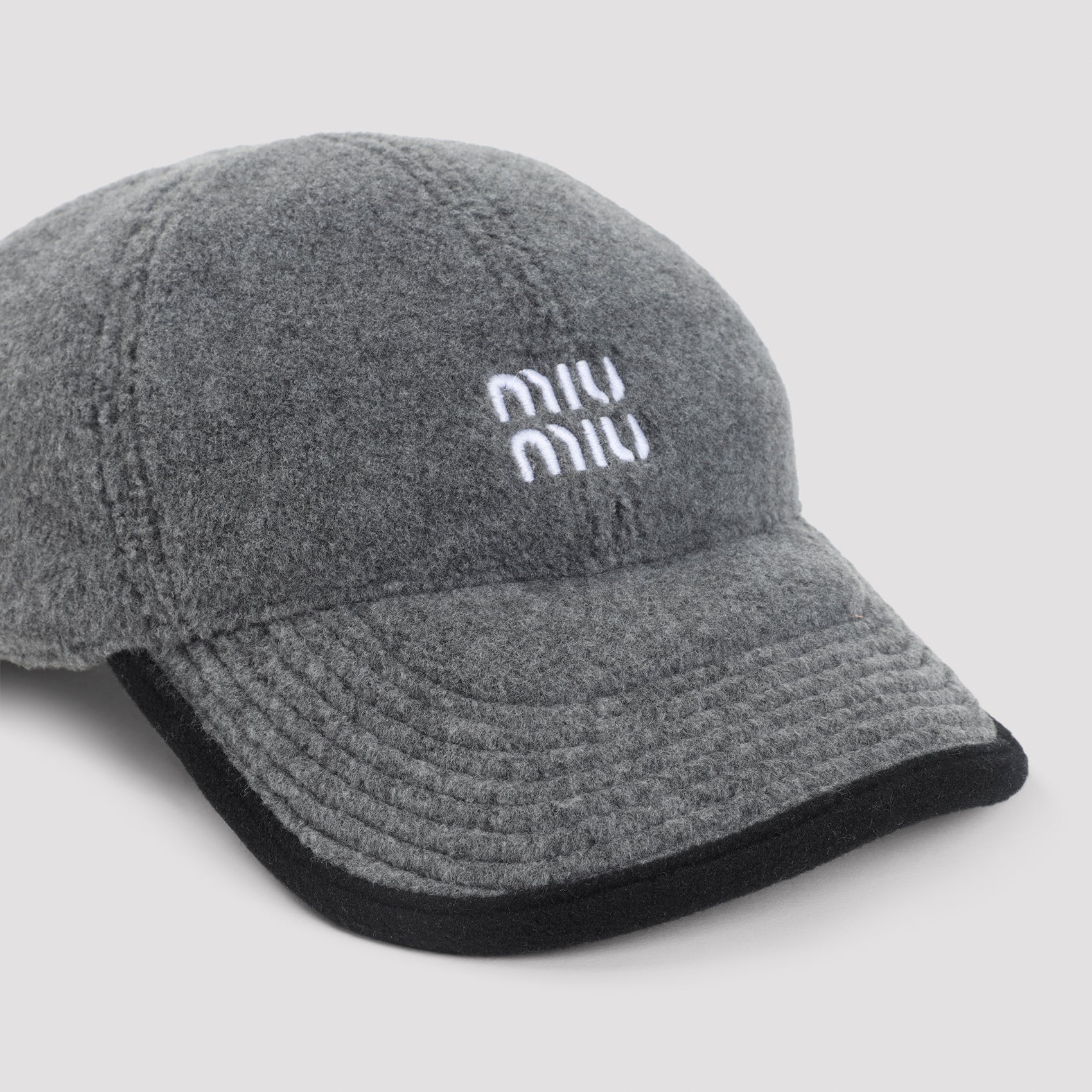 MIU MIU Six-Panel Hat with Contrast Embroidered Logo