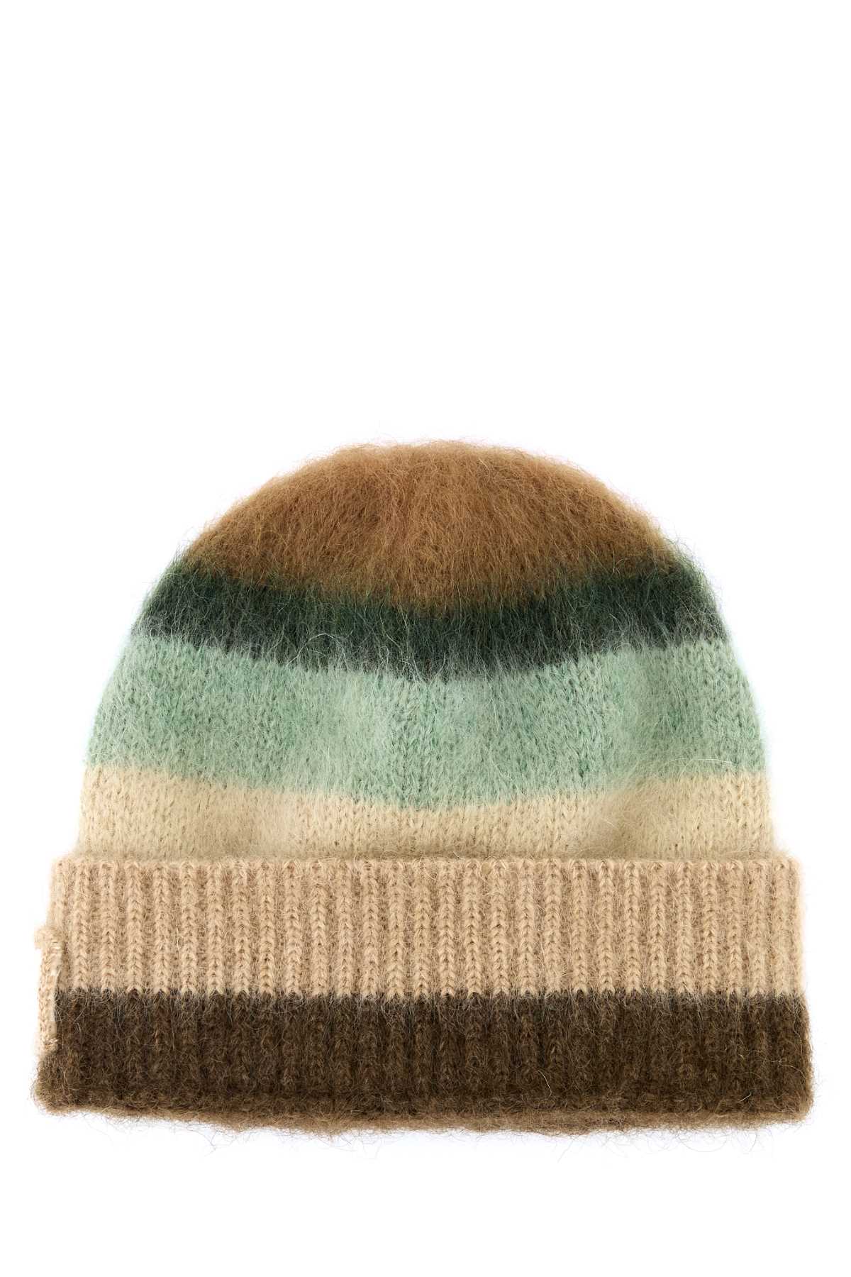 MIU MIU Embroidered Mohair Blend Beanie Hat