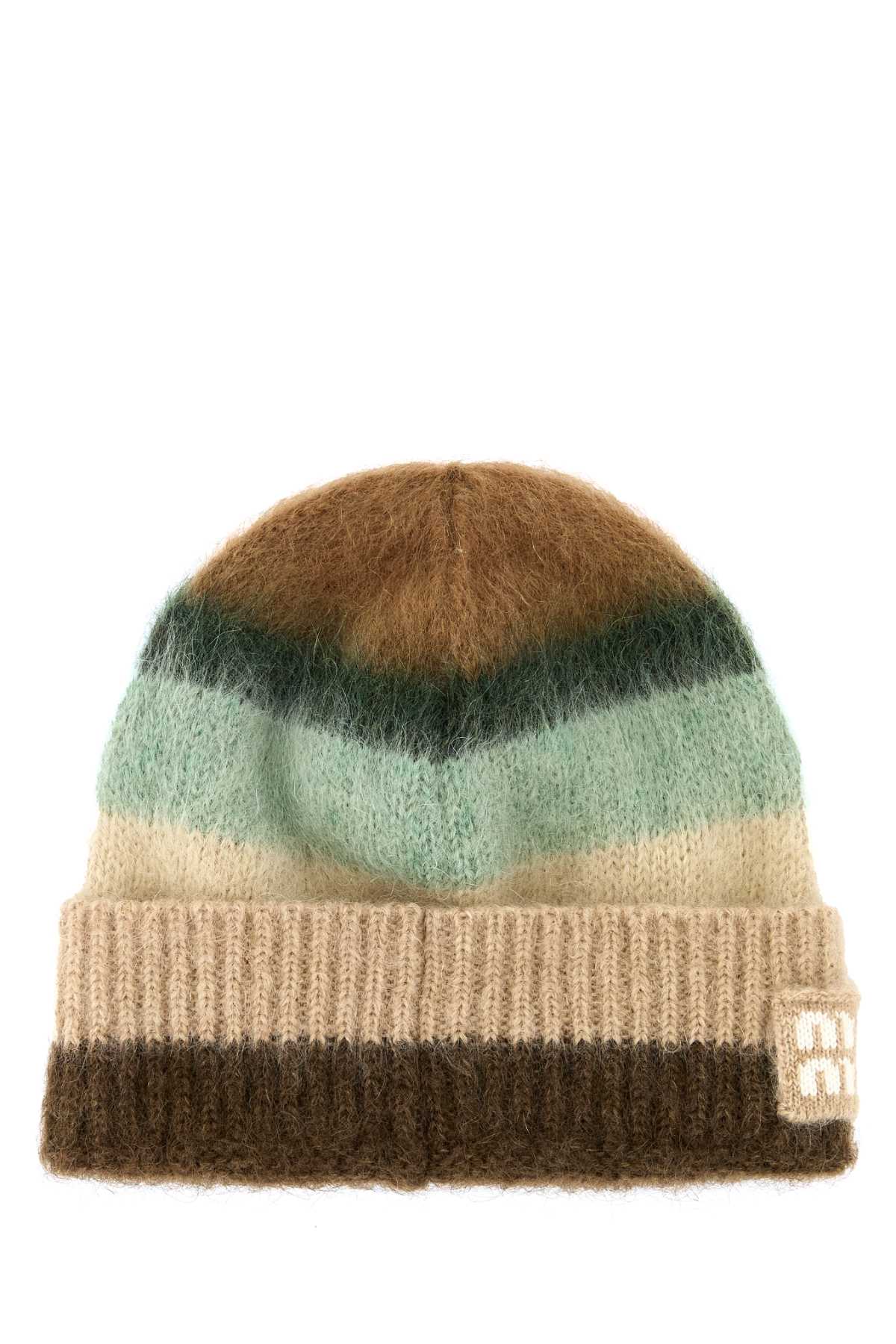 MIU MIU Embroidered Mohair Blend Beanie Hat