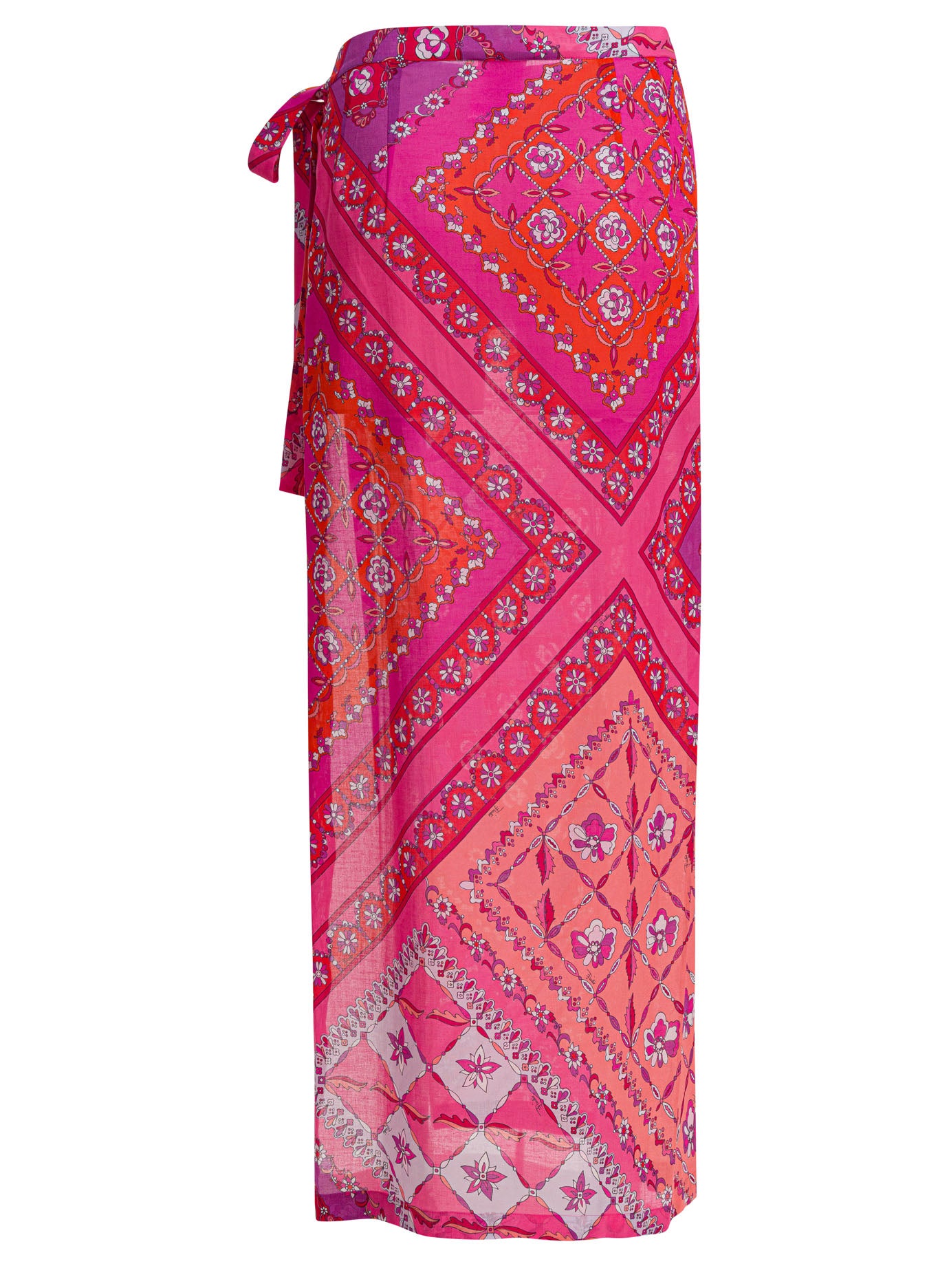 PUCCI Festa Print Skirt with Knot Closure and Slit - Women's Fashion