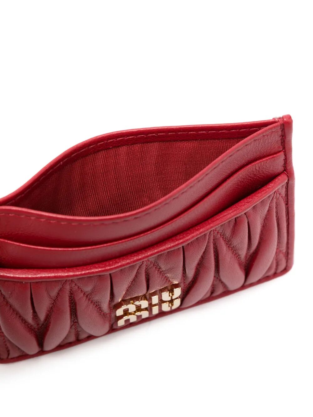 MIU MIU Mini Matelassé Nappa Leather Card Holder - 10.5 x 8 cm