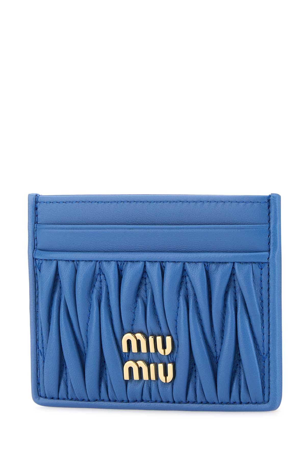 MIU MIU Mini Lambskin Card Holder with Gold Hardware