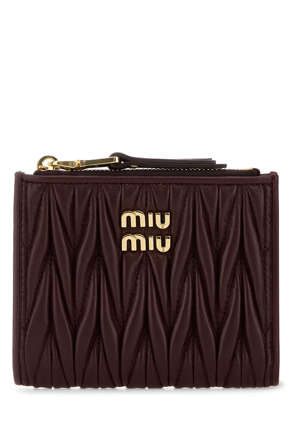 MIU MIU Mini Leather Wallet with Golden Finishing